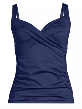 Lands End Tankini size 16 DD Cup Sweetheart Wrap Underwire Top Navy